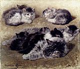 Henriette Ronner-knip Famous Paintings - A Study Of Cats
